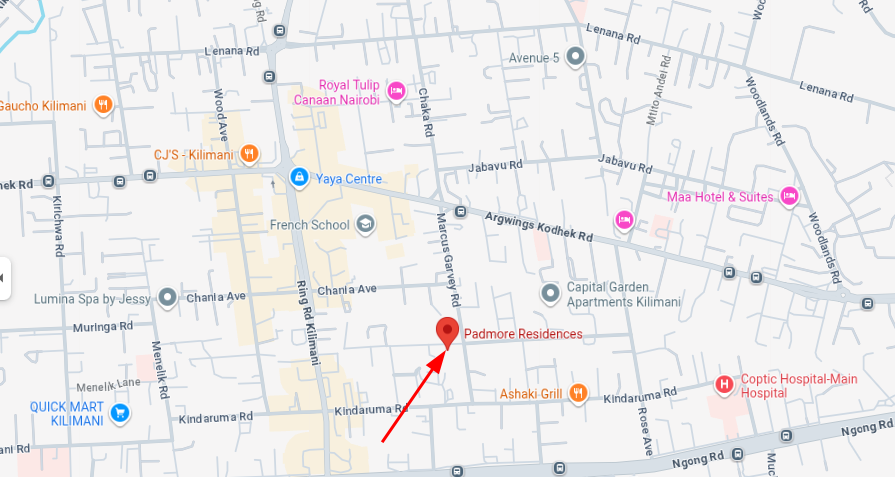 Padmore Residences Location Map Kilimani Hurligham